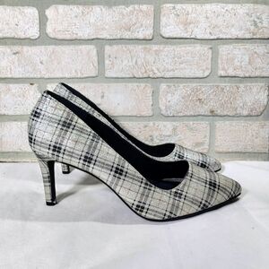 Torrid Plaid Pointy Toe Dress Heels Pumps Sz 11 Wide Silver Glitter Coquette NEW